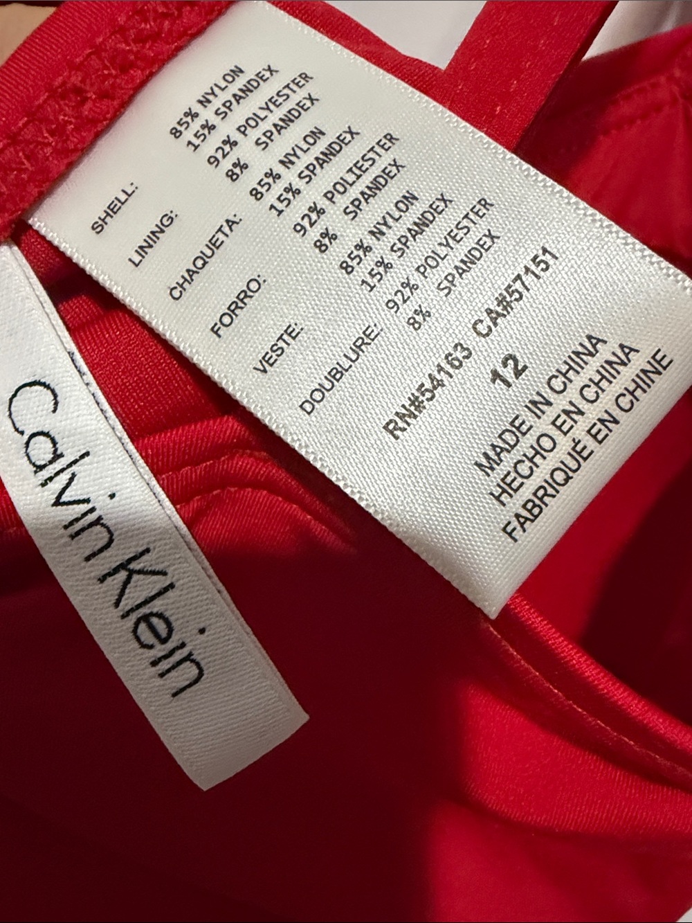 Calvin Klein Red Ruched Front One-Piece Swimsuit - Picture 6 of 6